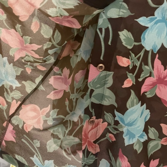Beautiful‎ Vintage Floral Mesh Button Down Top Size Medium Ecco Bay 80’s - Picture 5 of 5